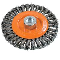 Wide Knotted Wire Wheel Brush, 5" Dia., 0.02" Fill, 5/8"-11 Arbor, Steel UE938 | WestPier