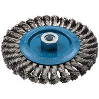 Wide Knotted Wire Wheel Brush, 6" Dia., 0.02" Fill, 5/8"-11 Arbor, Aluminum/Stainless Steel UE942 | WestPier