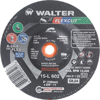 Meules &agrave; moyeu d&eacute;port&eacute; Flexcut, 6", 24 Grain, Oxyde d'aluminium, 5/8"-11, 10 200 Tr/min, Type 29 WestPier