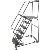 Weight Actuated Lockstep Rolling Ladders, 5 Steps, 24" Step Width, 50" Platform Height, Steel WestPier