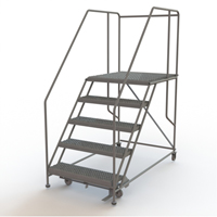 Mobile Work Platform, Steel, 5 Steps, 50" H, 36" D, 36" Step, Serrated VC599 | WestPier