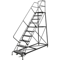 Safety Slope Rolling Ladder, 10 Steps, Perforated, 50° Incline, 100" High VC611 | WestPier