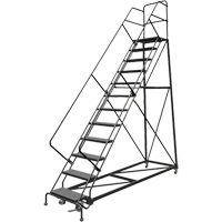 Safety Slope Rolling Ladder, 12 Steps, Perforated, 50° Incline, 120" High VC613 | WestPier