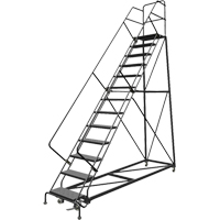 Safety Slope Rolling Ladder, 13 Steps, Perforated, 50° Incline, 130" High VC614 | WestPier