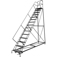 Safety Slope Rolling Ladder, 15 Steps, Perforated, 50° Incline, 150" High VC616 | WestPier