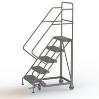 Safety Slope Rolling Ladder, 5 Steps, Serrated, 50° Incline, 50" High VC620 | WestPier