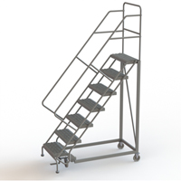Safety Slope Rolling Ladder, 7 Steps, Serrated, 50° Incline, 70" High VC622 | WestPier