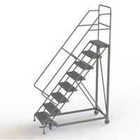 Safety Slope Rolling Ladder, 8 Steps, Serrated, 50° Incline, 80" High VC623 | WestPier