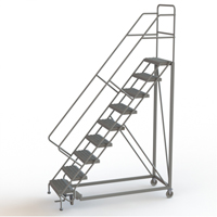 Safety Slope Rolling Ladder, 9 Steps, Serrated, 50° Incline, 90" High VC624 | WestPier