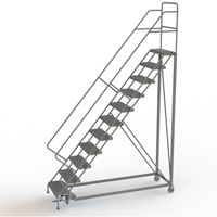 Safety Slope Rolling Ladder, 11 Steps, Serrated, 50° Incline, 110" High VC626 | WestPier