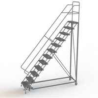 Safety Slope Rolling Ladder, 12 Steps, Serrated, 50° Incline, 120" High VC627 | WestPier