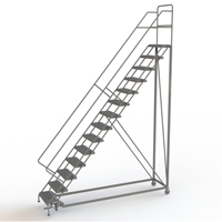 Safety Slope Rolling Ladder, 14 Steps, Serrated, 50° Incline, 140" High VC629 | WestPier