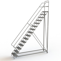Safety Slope Rolling Ladder, 15 Steps, Serrated, 50° Incline, 150" High VC630 | WestPier