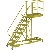 Cantilever Rolling Ladder, Supported, 8 Steps, 40" Platform Depth, 80" Platform Height VC689 | WestPier