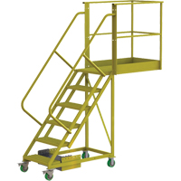 Cantilever Rolling Ladder, Unsupported, 6 Steps, 40" Platform Depth, 60" Platform Height VC697 | WestPier