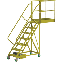 Cantilever Rolling Ladder, Unsupported, 7 Steps, 40" Platform Depth, 70" Platform Height VC698 | WestPier