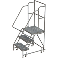 Deep Top Step Rolling Ladder, 3 Steps, 16" Step Width, 30" Platform Height, Steel WestPier