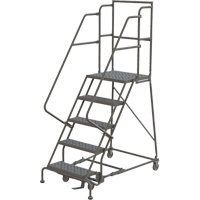 Deep Top Step Rolling Ladder, 5 Steps, 16" Step Width, 50" Platform Height, Steel WestPier