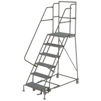 Deep Top Step Rolling Ladder, 7 Steps, 16" Step Width, 70" Platform Height, Steel WestPier