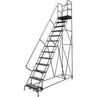Deep Top Step Rolling Ladder, 13 Steps, 24" Step Width, 130" Platform Height, Steel WestPier