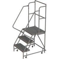 Deep Top Step Rolling Ladder, 3 Steps, 16" Step Width, 30" Platform Height, Steel WestPier