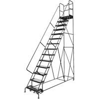 Deep Top Step Rolling Ladder, 14 Steps, 24" Step Width, 140" Platform Height, Steel VC778 | WestPier