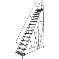 Deep Top Step Rolling Ladder, 15 Steps, 24" Step Width, 150" Platform Height, Steel VC779 | WestPier