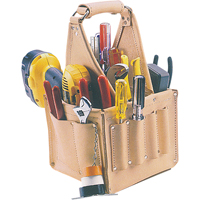 Porte-outils pour électricien et travaux d'entretien, Cuir, 17 pochettes, Beige VE823 | WestPier