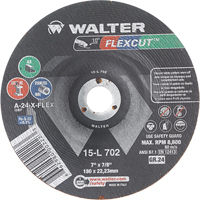 Meules &agrave; moyeu d&eacute;port&eacute; Flexcut, 7", 24 Grain, Oxyde d'aluminium, 7/8", 8600 Tr/min, Type 29 WestPier