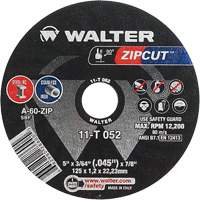 Zipcut Cut-Off Wheel, 5" x 3/64", 7/8" Arbor, Type 1, Aluminum Oxide, 12200 RPM WestPier