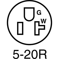 2-Pole 3-Wire Grounding Straight Blade Connector, 5-20P, Nylon XA853 | WestPier