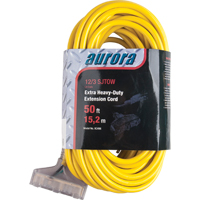 Vinyl Extension Cord with Light Indicator, Outdoor, SJTOW, 12/3 AWG, 15 A, 3 Outlet(s), 50' WestPier