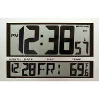 Jumbo Clock, Digital, Battery Operated, 16.5" W x 1.7" D x 11" H, Silver XD075 | WestPier
