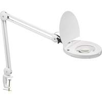 Adjustable Magnifier Lamp, 5 Diopter, LED Light, 47" Arm, C-Clamp, White XI489 | WestPier
