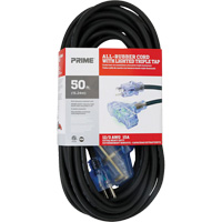 All-Rubber Extension Cord, Outdoor, SJOOW, 12/3 AWG, 15 A, 3 Outlet(s), 50' WestPier