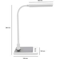 Lampe de bureau à col de cygne avec chargeur USB, 8 W, DEL, Col 15", Blanc XI753 | WestPier